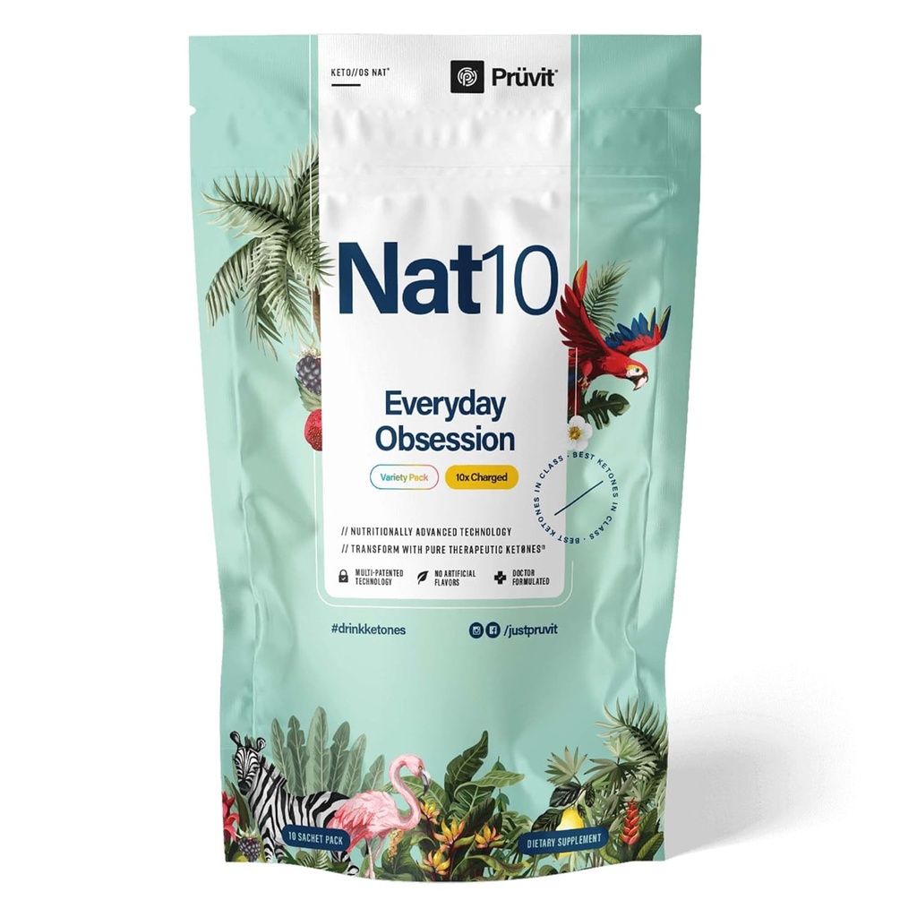 Pruvit - KETO//OS NAT Everyday Obsession Nat10 Variety Pack - Enhance Brain Clarity, Boost Energy - 10 x geladen pakketten