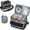 Medicijn Berging Bag, Pillen Fles Organizer met schouderband, Reis Geneeskunde Organizer Box, EHBO Kit met draagbare kleine tas, Medicatie Fles Organisator Lege Zwart