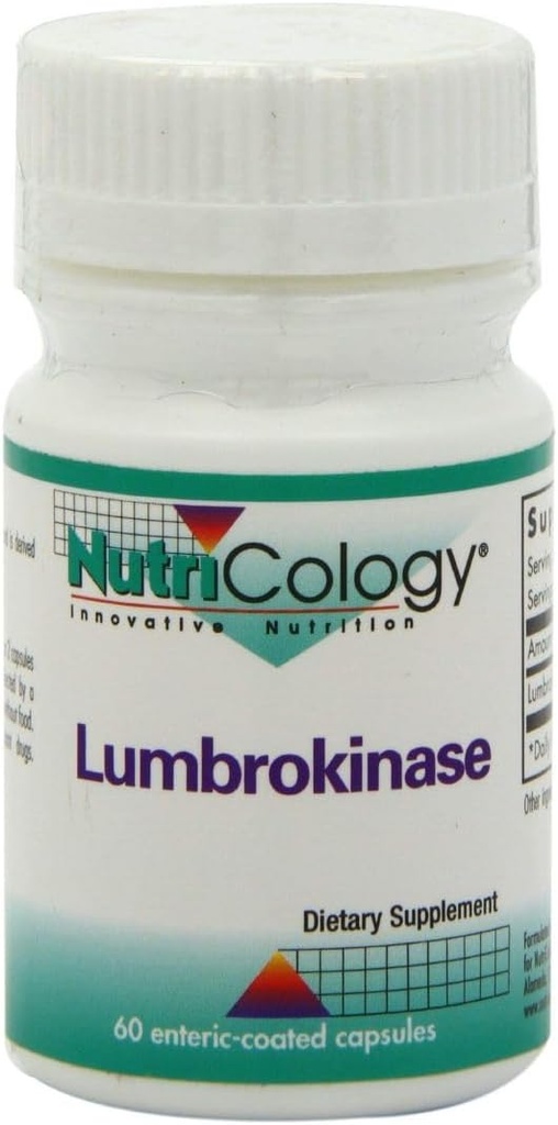 Nutricology Lumbrokinase Supplement - Circulatory System Support, Ondersteunt de bloedcirculatie al in het normale bereik - 60 vertraagde afgifte Vegetarische Capsules