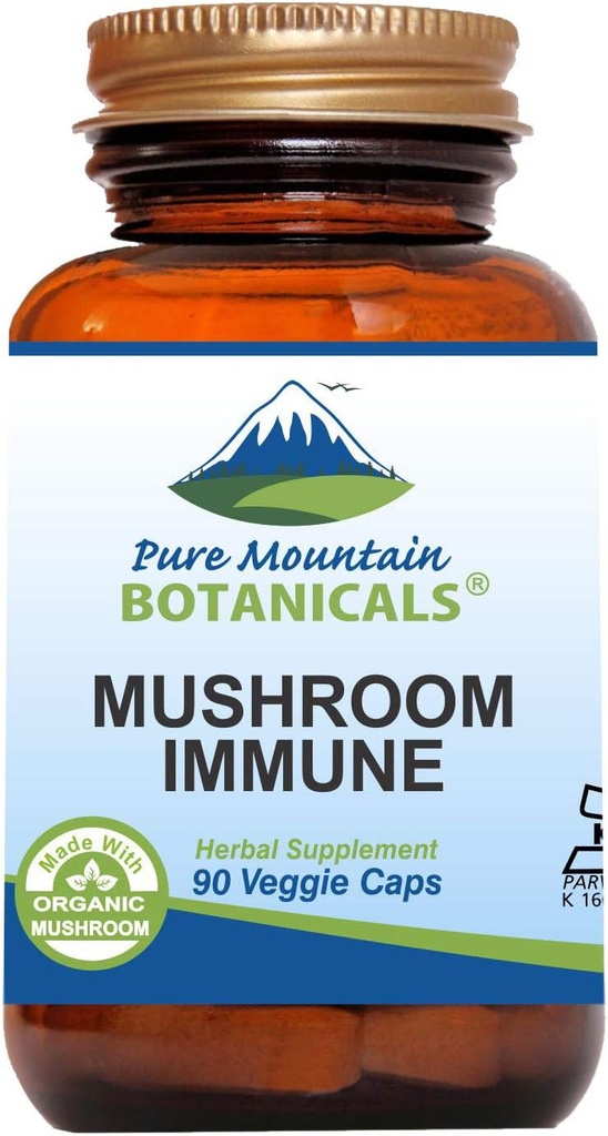 Pure Mountain Botanicals Mushroom Immune - 90 Kosher Capsules met 14 Krachtige Mycelium Inclusief Certified Organic Maitake - Reishi - Turkey Tail - Chaga - Cordyceps - Shiitake - Lions Mane