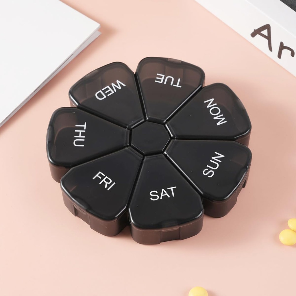Travel Pill Organizer, 7-dagen Weekly Vitamine Medicine Case, Portable Medication Box voor Meds, Mineraal, Visolie, DHA, Kurkuma, Supplement, Capsule, 7 Compartiment Dagelijkse pil Dispenser Herinnering