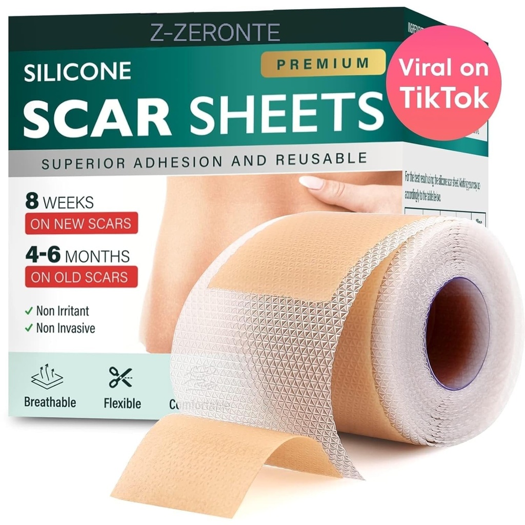 Siliconen Scar Sheets, Siliconen Scar Tape (1.6"x 120" Roll-3M), Herbruikbare en effectieve Scar Removal Sheets, Siliconen Scar Removal Sheets voor Chirurgische Littekens, Healing Keloid, C-Sectie, Tummy Tuck
