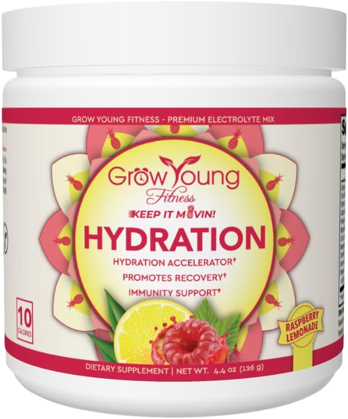 Groei Young Fitness Hydration Powder - Raspberry Lemonade, Premium Electrolyte Mix voor Proactieve Hydration, Vitaminen en Suikervrij (1 Pack, 30 Servers)