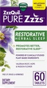 ZzzQuil PURE Zzzs Restauratief Kruidenslaap, Tabletten, Vrij van Drugs en Hormonen, Melatonine-vrije Formule, Valeriaanwortel, Hop, Passiebloem, Slaapmiddelen voor volwassenen, 60 Tellen