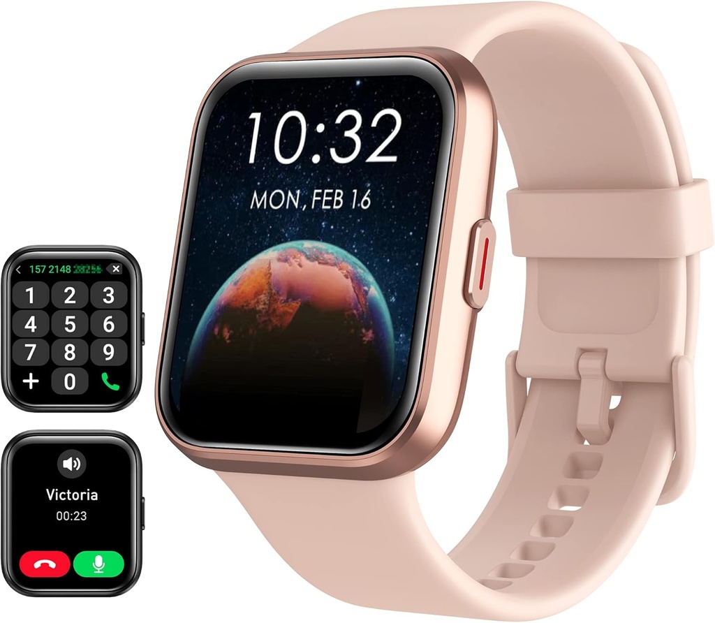 Slimme horloge voor vrouwen Android & iPhone, Alexa Ingebouwd, 1.8" Touch Screen Fitness Tracker met antwoord / maak oproepen, IP68 Waterdichte hartslag / slaap / SpO2 Monitor, Pedometer, 100+ Sportmodi