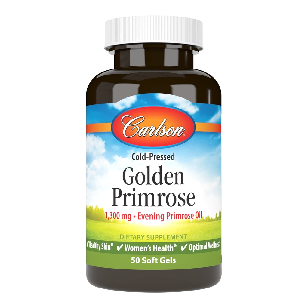 Carlson - Golden Primrose, 1300 mg Avond Primrose Oil, Cold-Pressed, Healthy Skin, Women's Health & Optimal Wellness, 50 Softgels