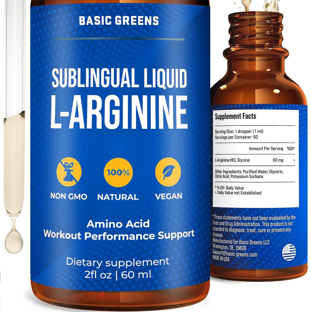 L Arginine Liquid - L-Arginine Supplement voor mannen en vrouwen met stikstofoxide Precursor, L Arginine Supplement