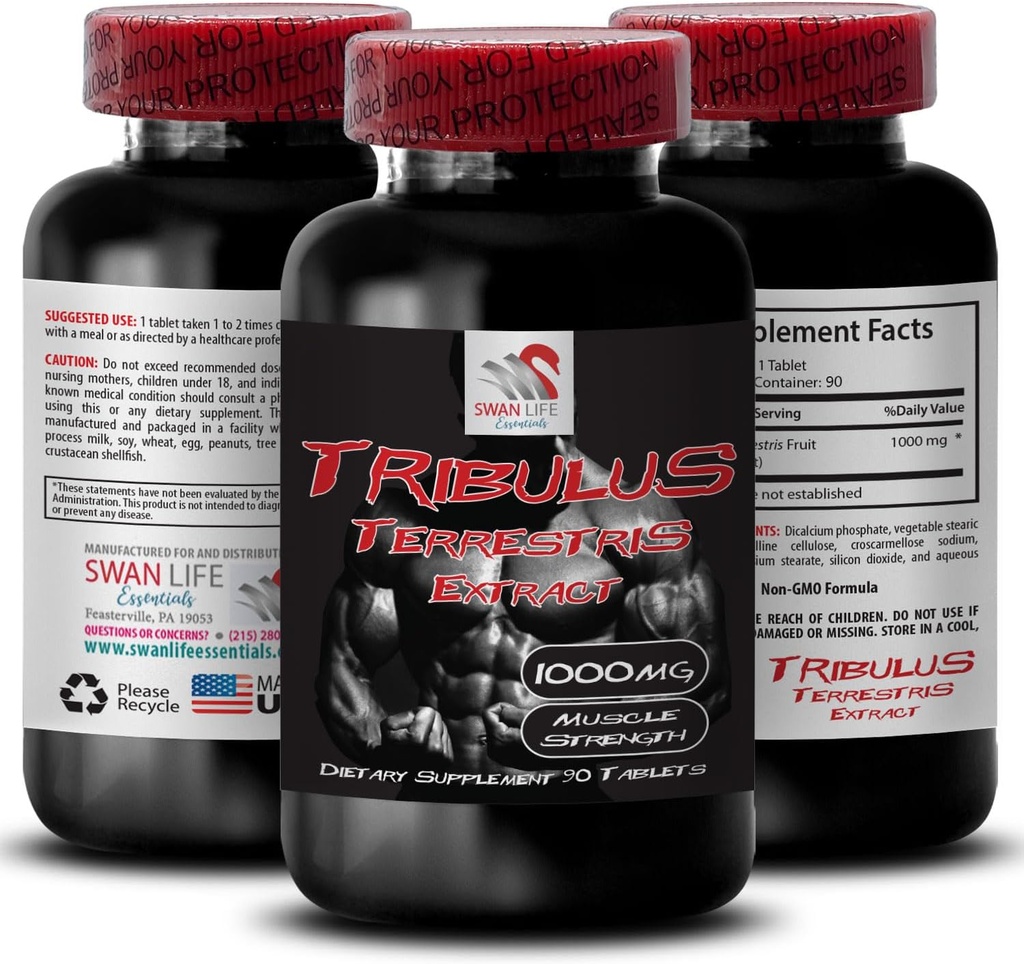 Natuurlijke uithoudingsvermogen Boost - TRIBULUS TERRESTRIS Extract - Sterkte en activiteit ondersteuning, energie-optimalisatie formule, plantaardige kracht, lichaam prestaties mengen, actief herstel, energiestroom 1Bot 90Tabs