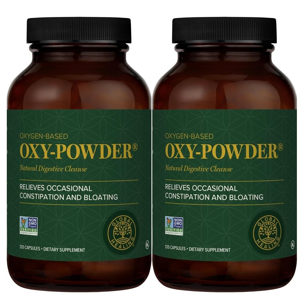 Global Healing Center Oxy-Powder Colon Cleanse Detox - Oxygen Based Safe and Natural Intestinal Cleanser, 120 Count (pack of 2)