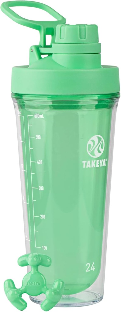 Takeya Protein Shaker - BPA-Free Plastic Flesje met Leakproof Spout Lid - Gemakkelijk dragen voor Gym & More - Vaatwasser-veilig & Herbruikbaar - 24 oz, Pistachio Green