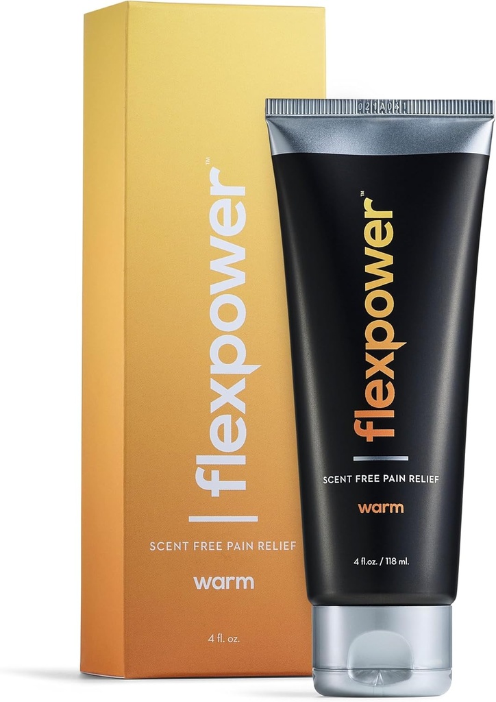 Flexpower Warm Pain Relief Lotion 4 oz. Geurvrije, snelle, therapeutische spier- & Joint Pain Relief Cream voor atleten, sport herstel, Everyday Soreness - Niet-Greasy, Made in USA