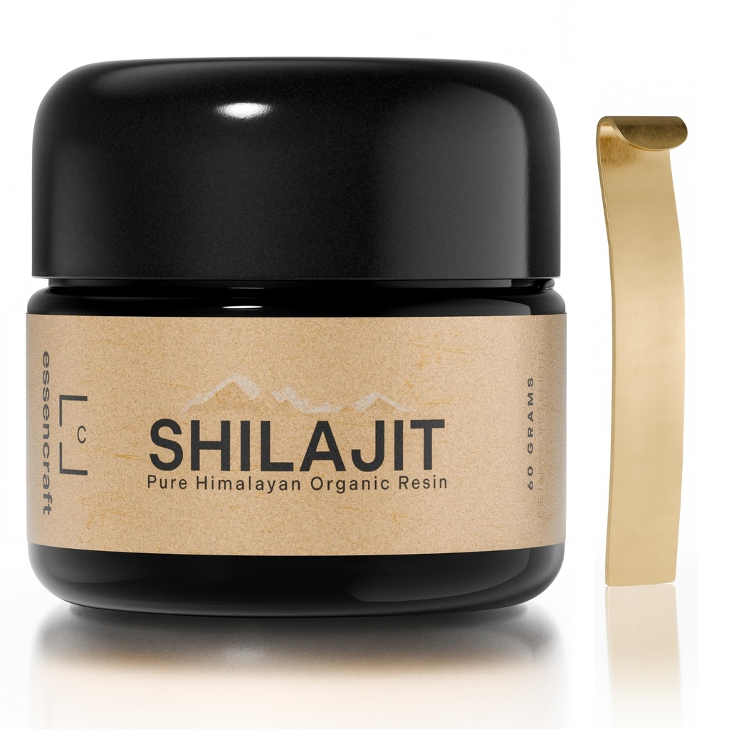 Biologische Himalaya Shilajit Resin - 500mg Max Potency, Lab Tested Pure Shilajit for Men and Women, 85+ Trace Minerals Fulvic Acid, Immune Support, Energy & Cognitive Performance, 4 Month Supply, 60g
