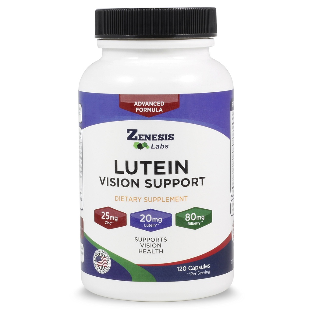 Zenesis Labs Luteïne Vision Support - Essential Eye Vitamin - with Bilberry, Beta-Caroteen, Zink, Druivenzaad en andere mineralen - 120 Capsules - 60 Day Supply