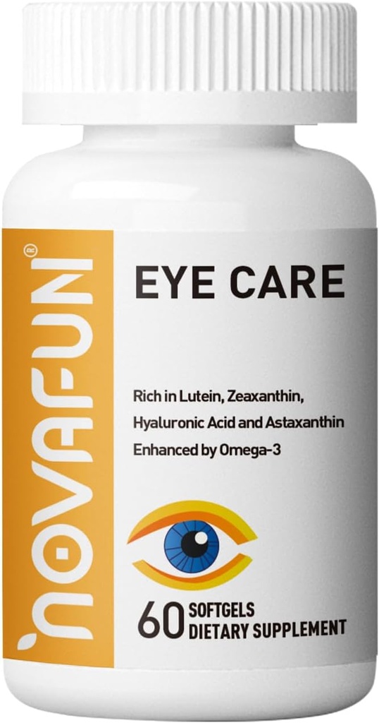 Oogzorg Softgels, Luteïne, Zeaxanthine, Ataxantine, Hyaluronzuur, Omega 3 (EPA, DHA), Zink, Koper, Vitamine C & E, 60 dagen supply - 60 ct