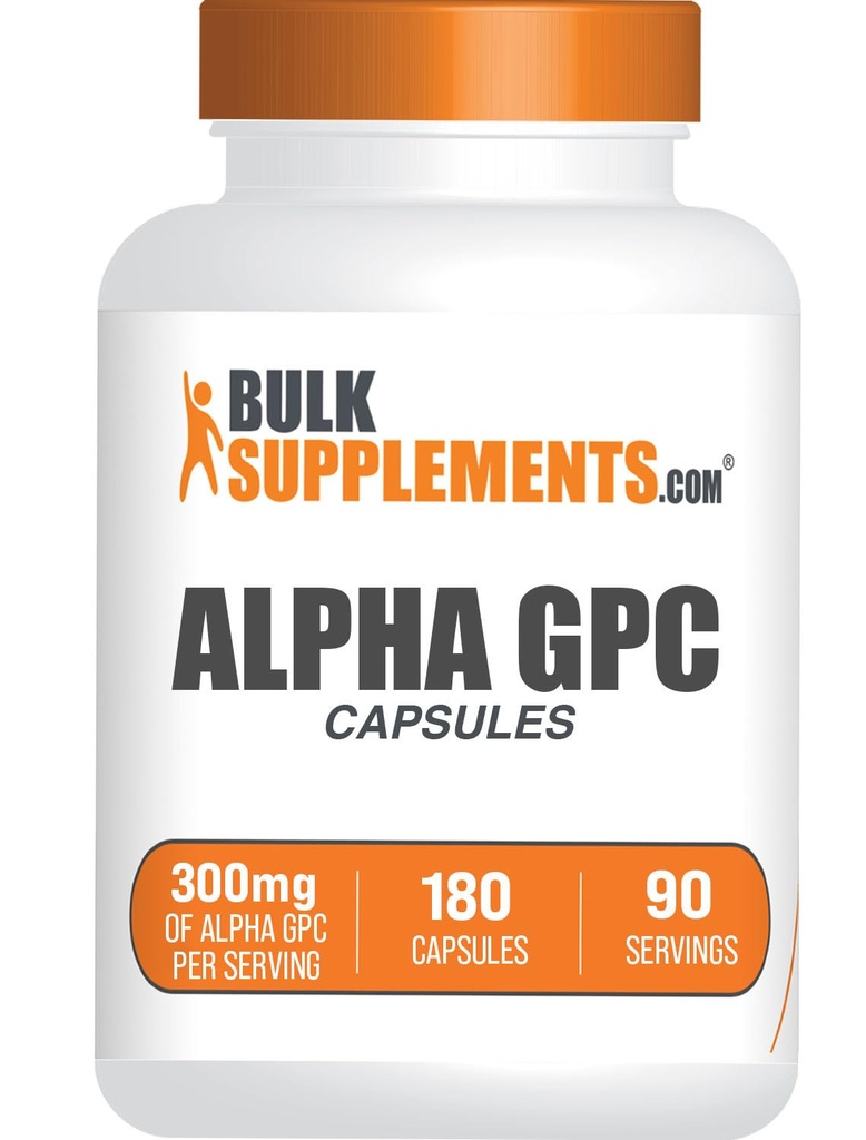 BulkSupplements.com Alpha GPC Capsules - Acetylcholine Supplementen, Alpha GPC 300mg - Choline Supplementen, Glutenvrij, 2 Capsules per portie, 180 Capsules (Pack of 1)