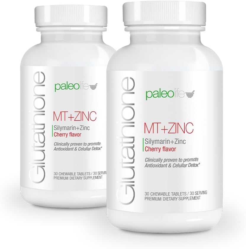 PaleoLife Premium Glutathion + melkdistel + zink - 60 Kauwtabletten, kersensmaak (2-pack)