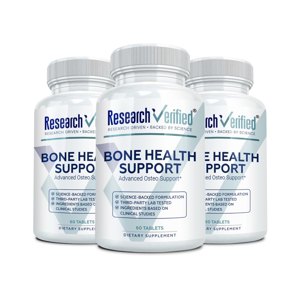 Onderzoek Geverifieerde Bone Health Support - Rebuild Bone Mass - Triple Calcium Complex, Vitamine D3, Vitamine K2, Soy Isoflavones, BioPerine - 180 Tablets - 3 maand levering