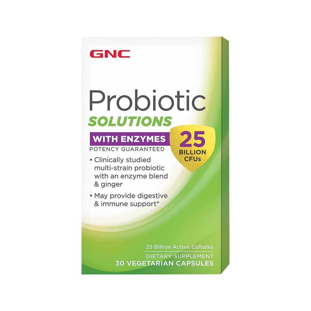 GNC Probiotische Oplossingen met Enzymen met 25 miljard CFU, 30 capsules, Dagelijkse Probiotische Ondersteuning