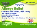 Ohm Cetirizine 10 mg Tablet - All Day Allergie Relief - 100 Telling - Anti-Histamine voor Hay Fever, Pollen, Dry Itchy Eyes - Effective Relief from All Day Allergies