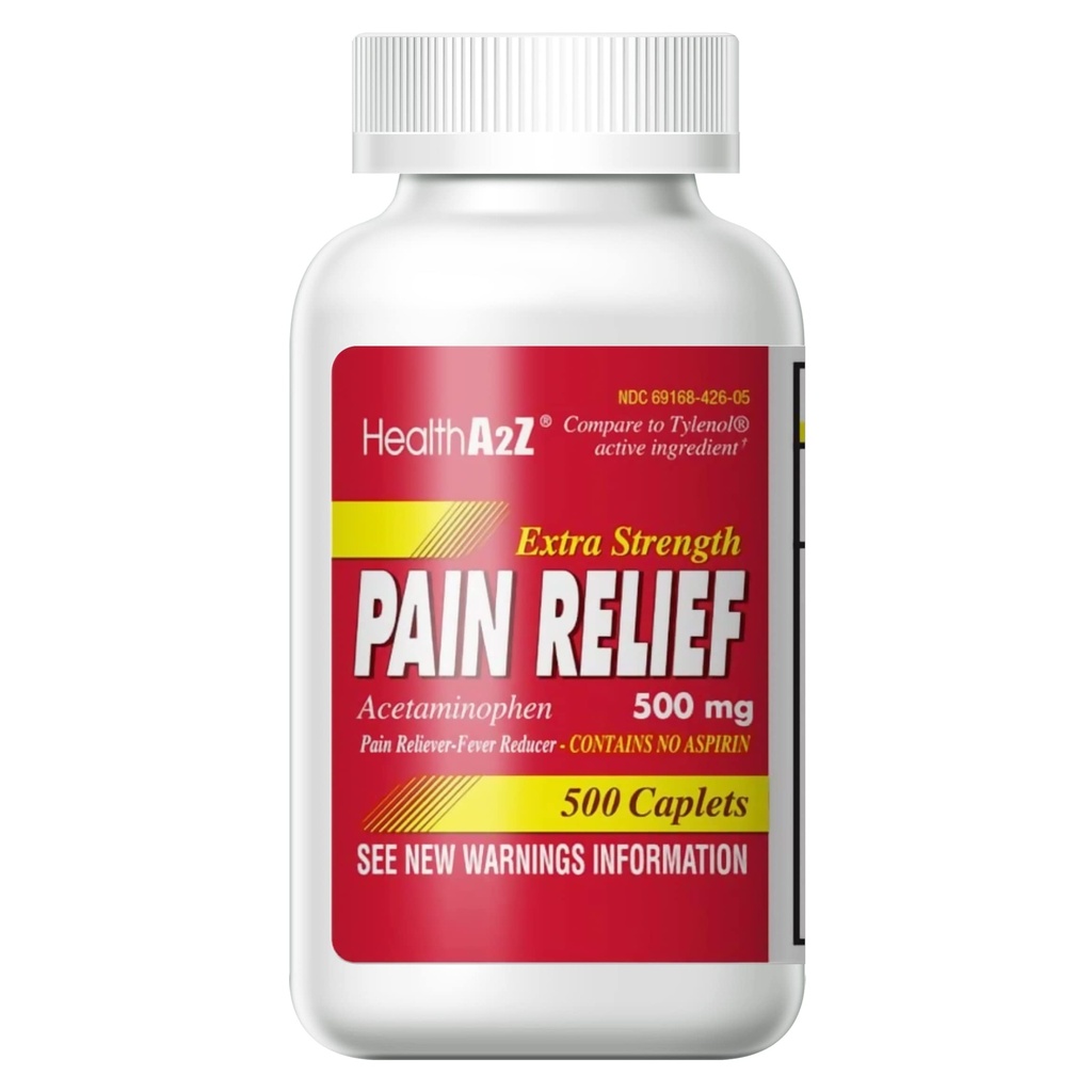 HealthA2Z® Extra sterkte pijn relief Acetaminophen 500mg bevat geen aspirine 