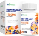 Red Vine Leaf Extract 1700mg & Horse Chestnut Extract Supplements, Supports Vein, Skin Health, Circulation for Legs（1Pack）