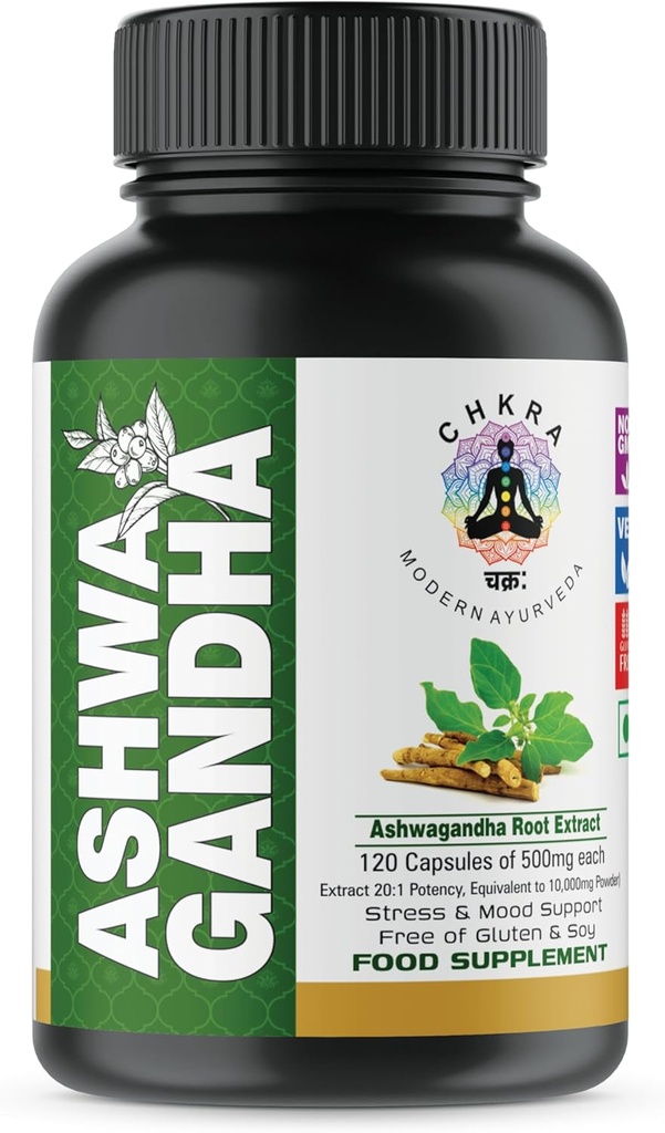 XTRAKT Ashwagandha Supplementen Equivalent 10.000mg - 120 Ashwagandha Vegan Capsules - Organic Ashwagandha Powder and Root Extract Capsules - Stress Relief Supplement, Mood Enhancer - 4 maand levering