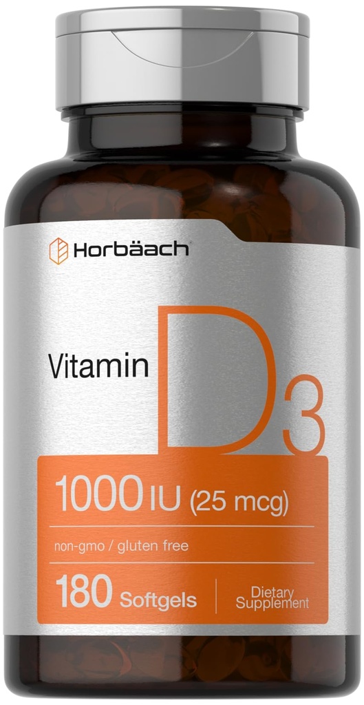 Horbäach Vitamine D3 1000IU (25mcg) Softgels 180 Telling 