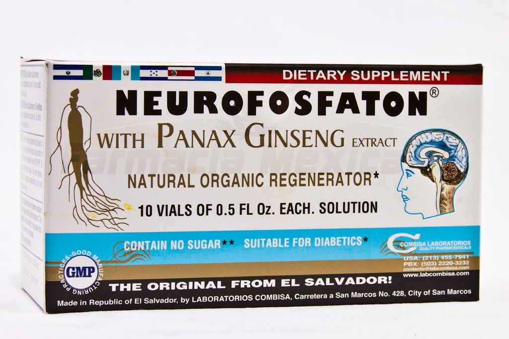 Neurofosfaton met Panax Ginseng Extract - gezondere hersenfunctie - 10 flaconsY