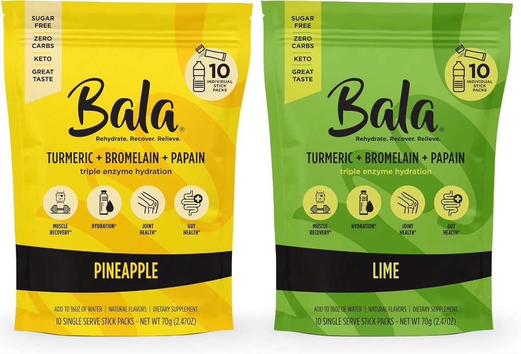 BALA Powder Packets, Suikervrij, Hydration Mix voor Gut Health, Natuurlijke Smaken, 20 Pack Bundle