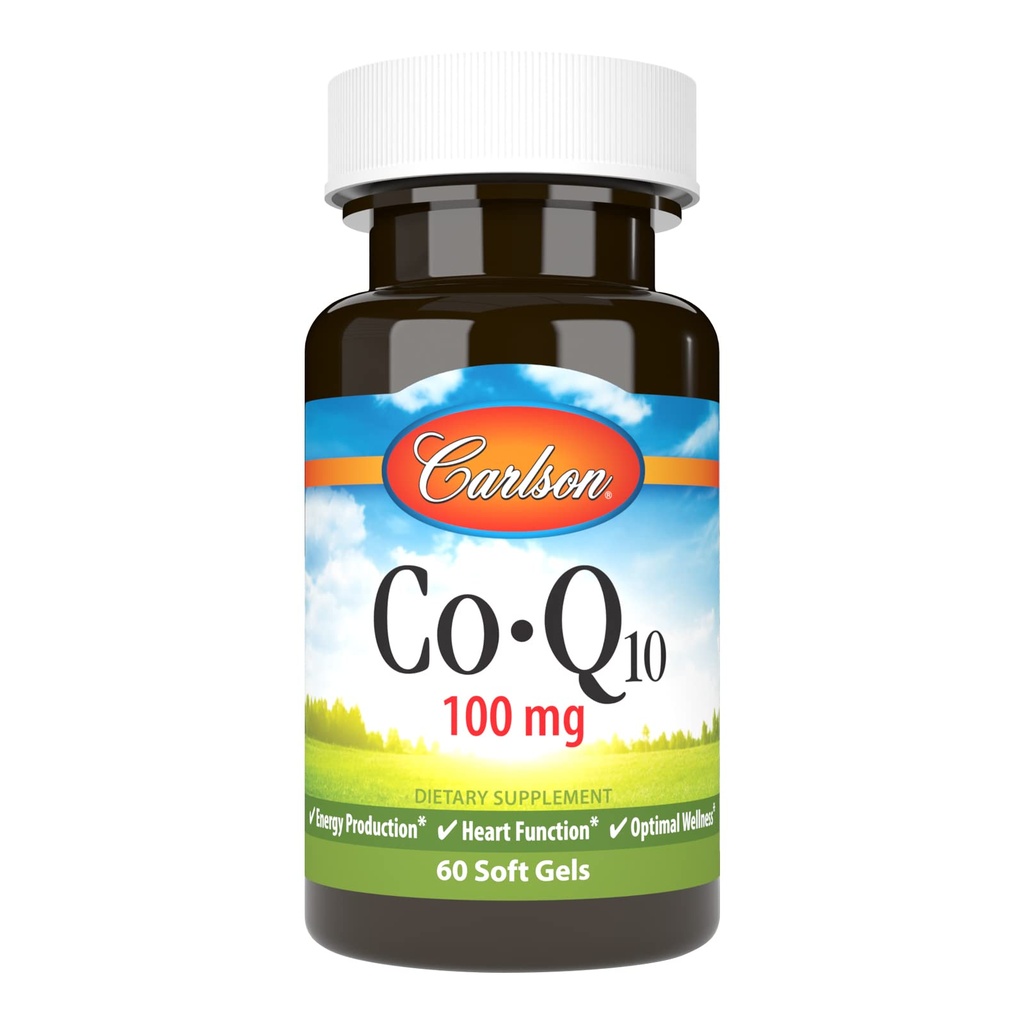 Carlson - Co-Q10, 100 mg, Energieproductie en Hartfunctie, 60 Softgels