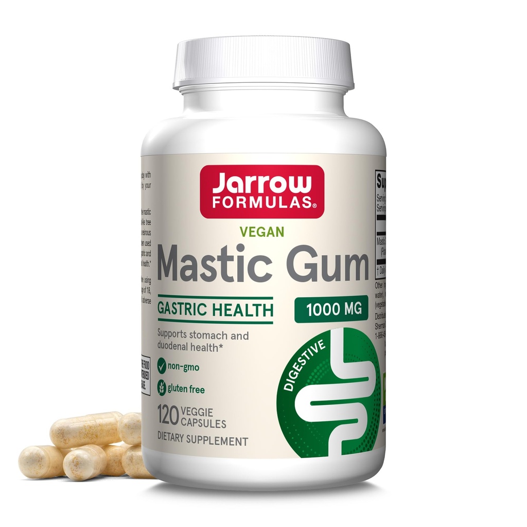 Jarrow Formulas Mastic Gum 1000 mg - 120 Veggie Caps - Natural Formula Supporting Stomach, Duodenal & Oral Health - 60 Servers