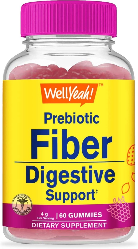 WellYeah Prebiotic Fiber Gummies voor Volwassenen Vezel Supplement voor Vrouwen en Mannen - Digestieve Health Fiber Supplementen - Veganistisch, Glutenvrij, en Non GMO - Berry Flavor - 60 Tellen