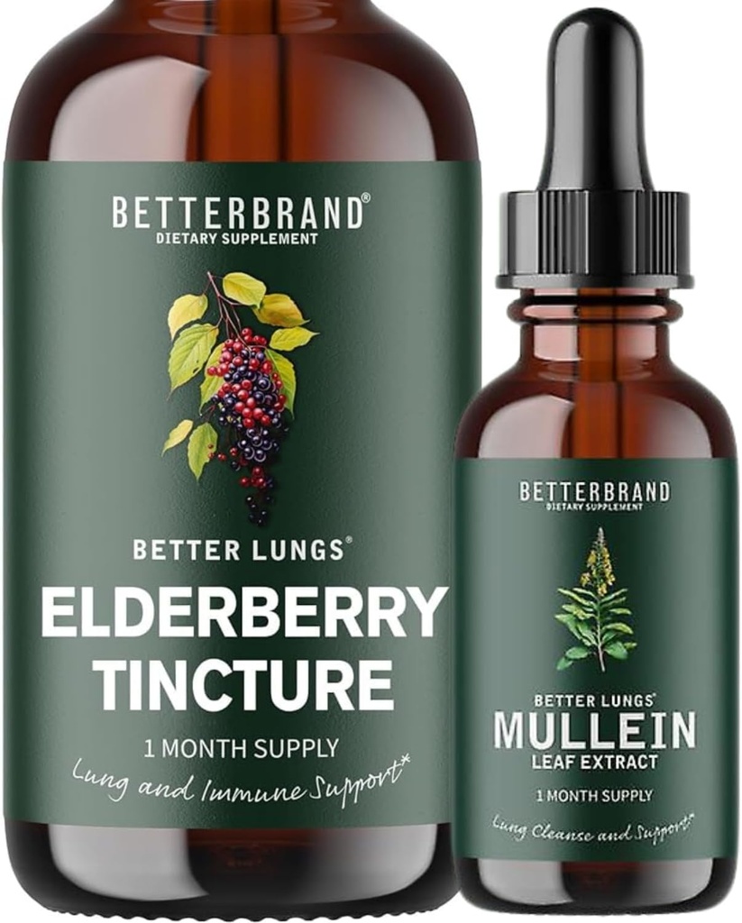 BetterLungs Mullein Leaf Extract en Vlierbessen Tinctuur Bundle - Lung Health Ondersteuning