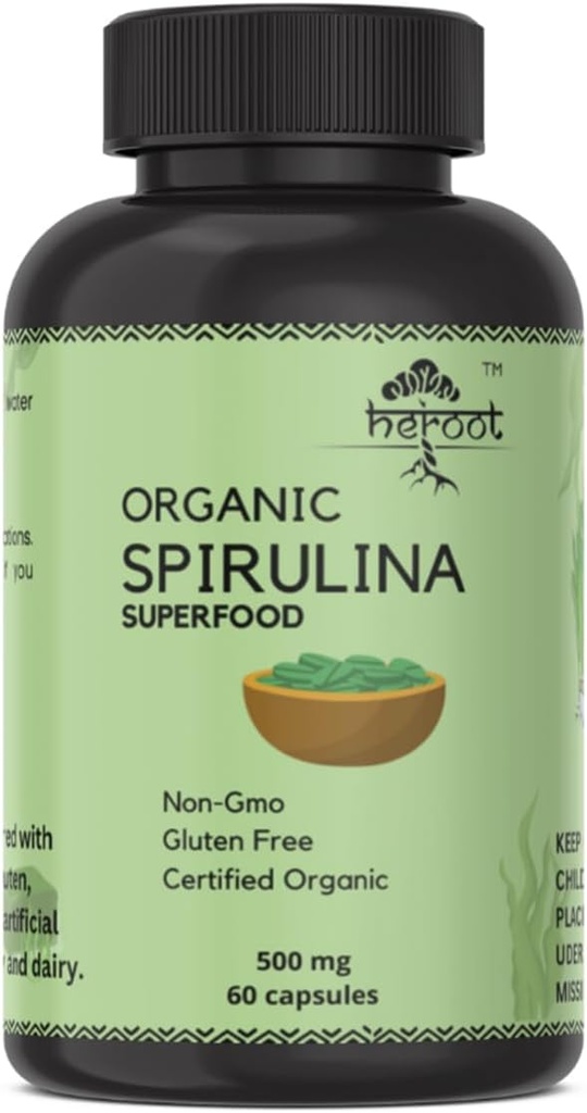 Organische Spirulina Proteïne Poeder Capsules - Vitaminen en Mineralen voor Energie - Vegetarisch, Glutenvrij 100% Pure Superfood voor Optimale Gezondheid (120 Capsules)