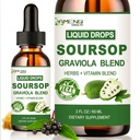 Soursop Graviola Liquid Drops, Biologische Soursop Leave Extract w/Sea Moss, Vlierbessen Vitamine C en Zink, 16-in-1 Soursop Bitters Liquid for Cell Support, Antioxidant and Immune Support 2 Fl/Oz