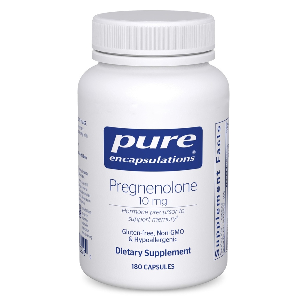 Pure Encapsulations Pregnenolone 10 mg - Ondersteuning Geheugen & Hormonenbalans* - Hormone Precursor - Glutenvrij & niet-GMO - 180 capsules