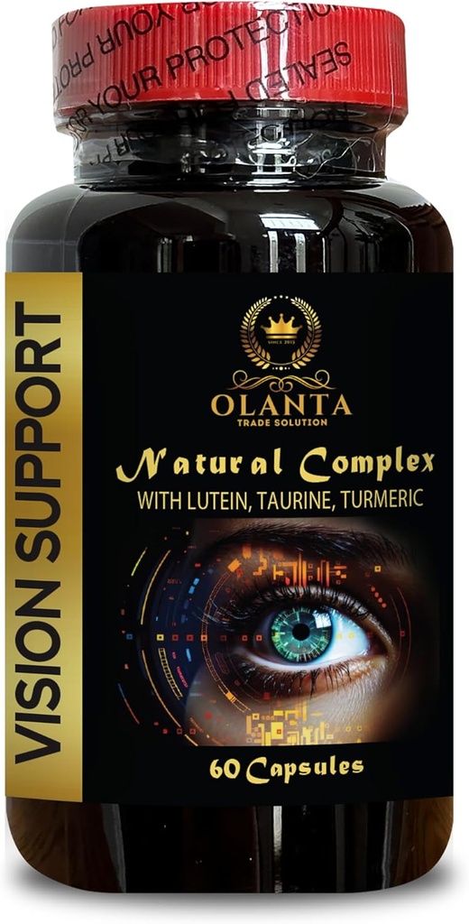 Vision Support - Advanced Eye and Vision Support Formula, Taurine Health Voordelen, Kurkuma Capsules, Grape Seed Extract Herbal - 1 fles