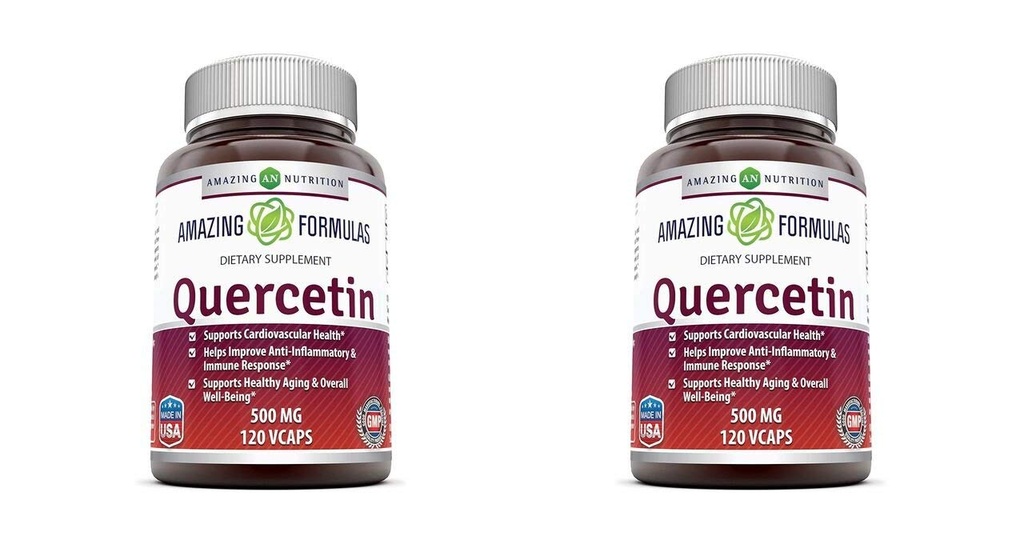 Amazing Formulas Quercetin 500 Mg, 120 VCaps - Dietary Supplement, Vegan Capsules, Non-GMO, Gluten Free - Optimal With A Balanced Diet and Regular Exercise