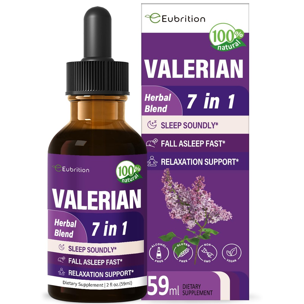 Valeriaan Root Slaap Support Drops, Passie Bloem, Kamille, Lavendel, Soursop Bladeren, & Hibiscus Herb Extract Supplement Tinctuur voor Slaap Soundly & Diep. Perfect met slaapgeluiden. 2oz