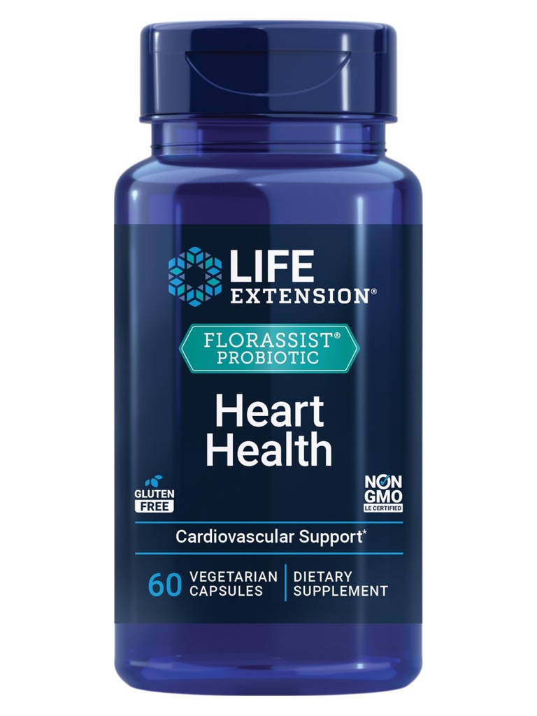 Life Extension FLORASSIST® Probiotic Heart Health, Lactobacillus reuteri 30242, bevordert de gezondheid van het hart en al gezonde cholesterolniveaus, Glutenvrij, Non-GMO, Vegetarisch, 60 capsules