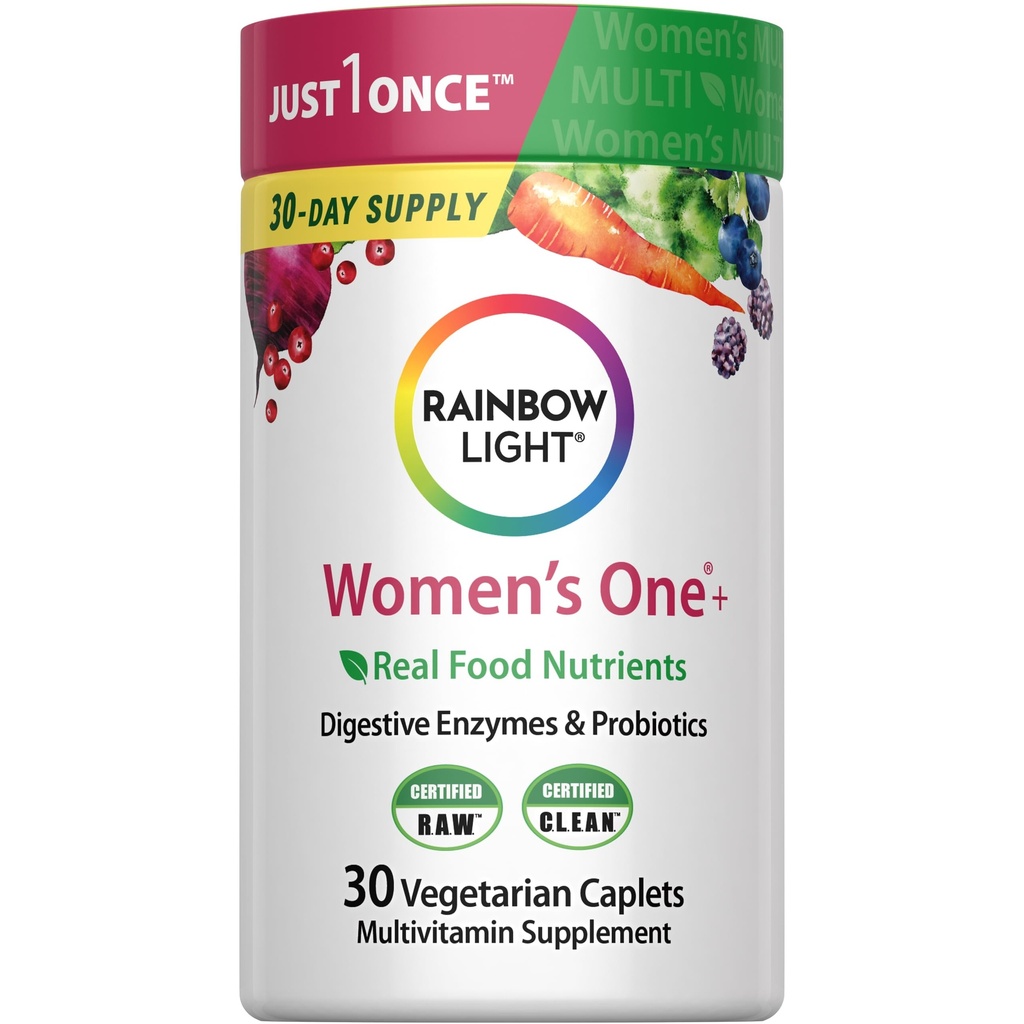 Rainbow Light Womens One High-Potency Daily Multivitamine, Womens Multivitamine biedt high-Potency Immune Ondersteuning, met vitamine C, Biotine en Ashwagandha, vegetarisch, 30 Tellen