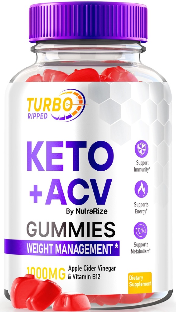 Turbo Ripped, Turbo Ripped Keto ACV Gummies, Officiële gewichtsverlies Gummies, Apple Cider Vinegar 1000MG, Alle Natuurlijke ACV Gummy, Premium Keto + ACV Formula, TurboRipped Gomitas Reviews (60 Gummies)