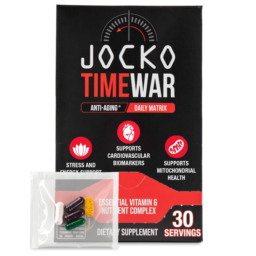 Jocko Fuel TIME WAR - Multivitamine voor mannen en vrouwen. NAD Supplement voor gezonde veroudering, hart, bot, & ooggezondheid. Essentiële Vitaminen en Mineralen, Ondersteunt Stress Relief + Energieniveaus - 30 Dagen Levering