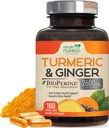 Kurkuma Curcumin Supplement 2600mg - met biologische gember & kurkuma, 95% Curcuminoïden, BioPerine Black Pepper voor beste absorptie, Nature's Vegan Joint Support, Non-GMO, gebotteld in de VS - 180 Capsules