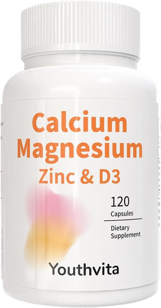 Calcium Magnesium Zink VitamineD3 Capsules, Ondersteuning Immune & Bone Health, 120 Tel.