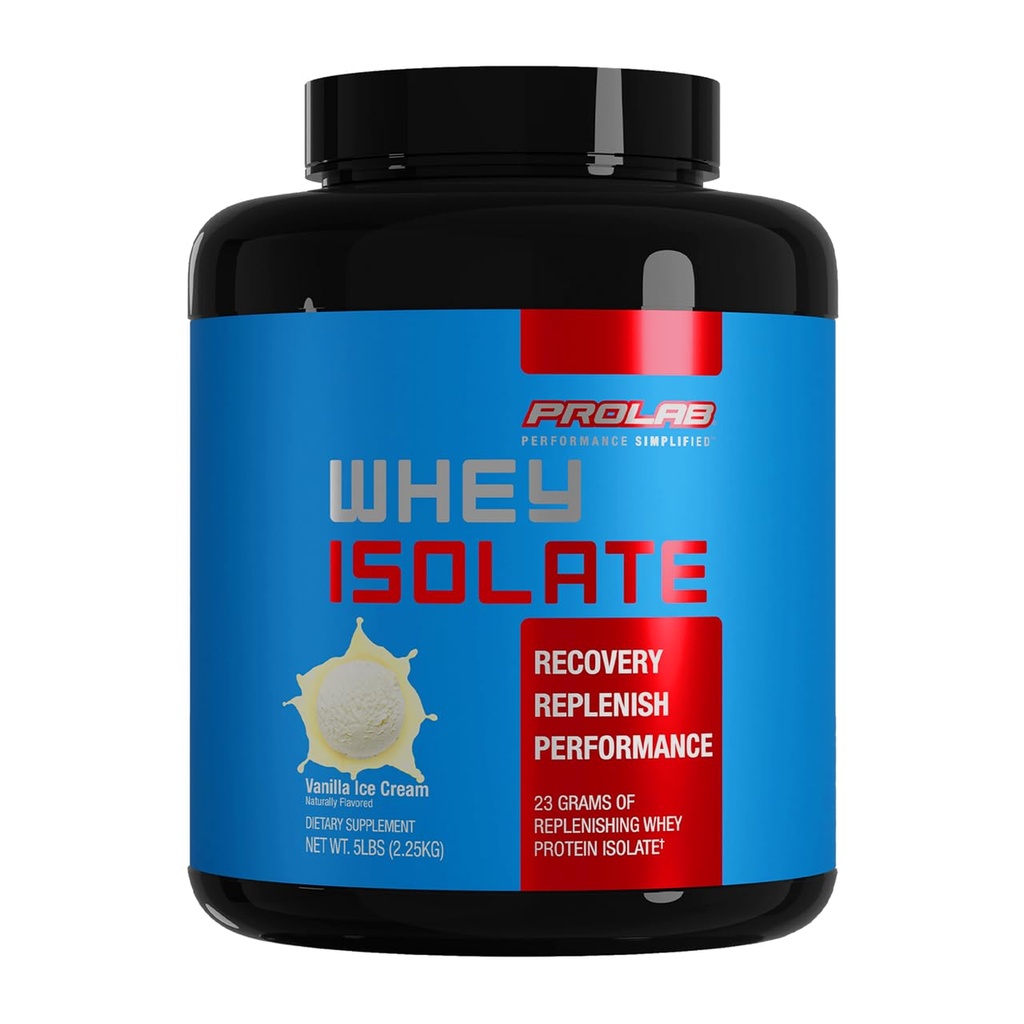 ProLab Whey Isolate 5LB, 23g Protein & BCAAs, Muscle (Vanilla Ice Cream)