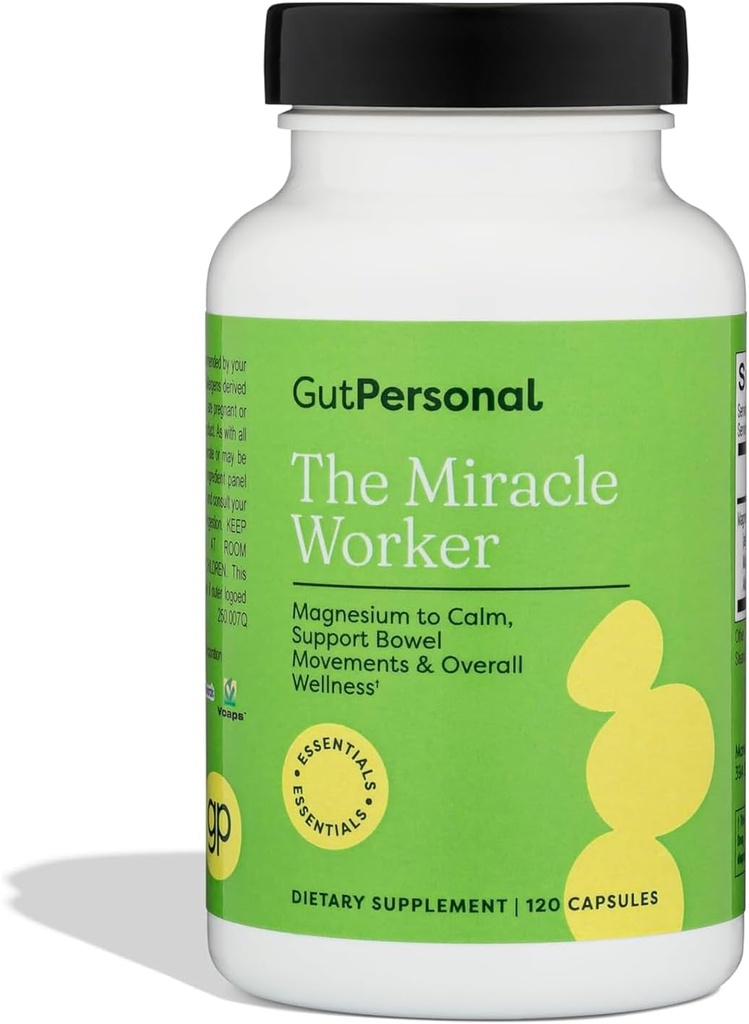 The Miracle Worker Magnesium Capsule Supplement: Reduce Stress and Improve Sleep Quality and Regularity While Easing Muscle Cramps, Capsules, 60 Servings, 120 ct