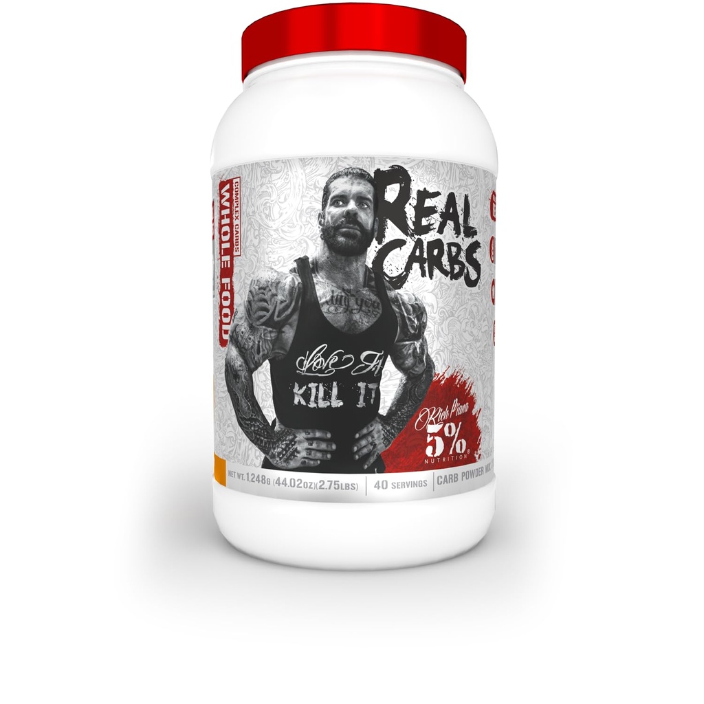 5% Nutrition Rich Piana Real Carbs with Real Food Complex Carb Powder, Long-Lasting Low Glycemic Energy for Pre-Workout/Post-Workout Recovery Meal, 2.75 lb, 40 Servings (Sweet Potato Pie)
