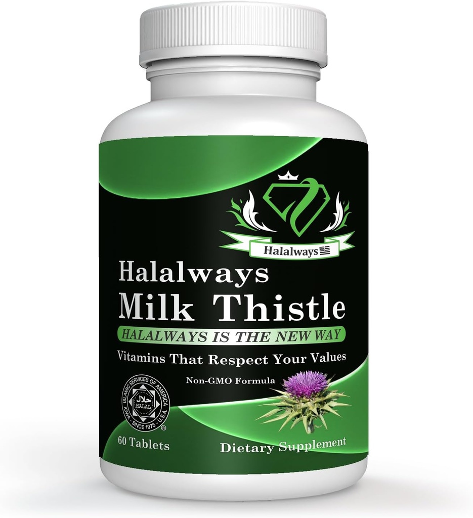 Halalways Milk Thistle Certified Halal Supplement Melkdistel Lever Detox Supplement Gentle Herbal Lever Reiniging voor mannen & vrouwen - Lever gezondheid ondersteuning - Non-GMO