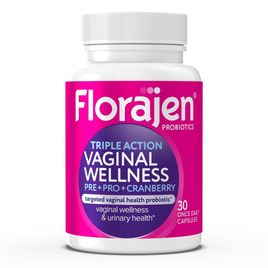 Florajen vrouwen Triple-Action Probiotic, Prebiotic + Probiotic + Cranberry voor vaginale, digestieve, & Immune Support - Fast-Active - Klinisch-gestuded - Glutenvrije & Vegan - 30-Count